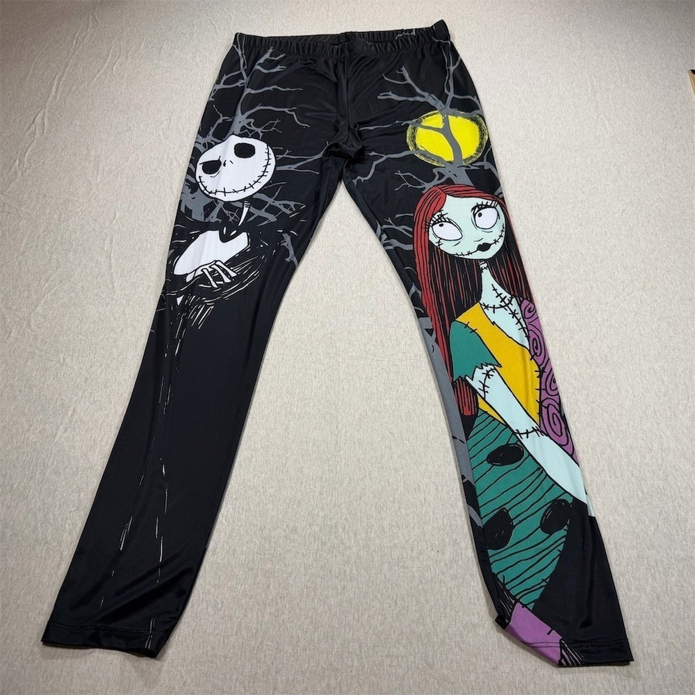 Disney Nightmare Before Christmas Leggings Womens XL Black Jack & Sally